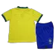 Kids Brazil Home Soccer Jersey Kits(Jersey+Shorts) 2022 - worldjerseyshop