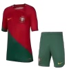 Kids Portugal Home Soccer Jersey Kits(Jersey+Shorts) 2022/23 - worldjerseyshop