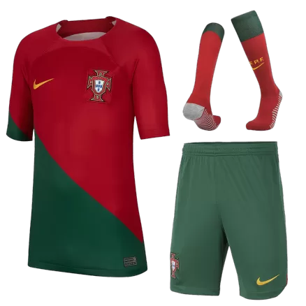 Kids Portugal Whole Kits Home Soccer Kit (Jersey+Shorts+Sock） 2022/23 - worldjerseyshop