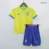 Kids Brazil Home Soccer Jersey Kits(Jersey+Shorts) 2022 - worldjerseyshop