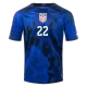 Men's USA YEDLIN #22 Away World Cup Soccer Short Sleeves Jersey 2022 - worldjerseyshop