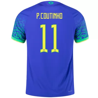 Men's Brazil P.Coutinho #11 Away Player Version Soccer Jersey 2022 - worldjerseyshop