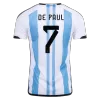 Men's Argentina DE PAUL #7 Home Soccer Short Sleeves Jersey 2022 - worldjerseyshop