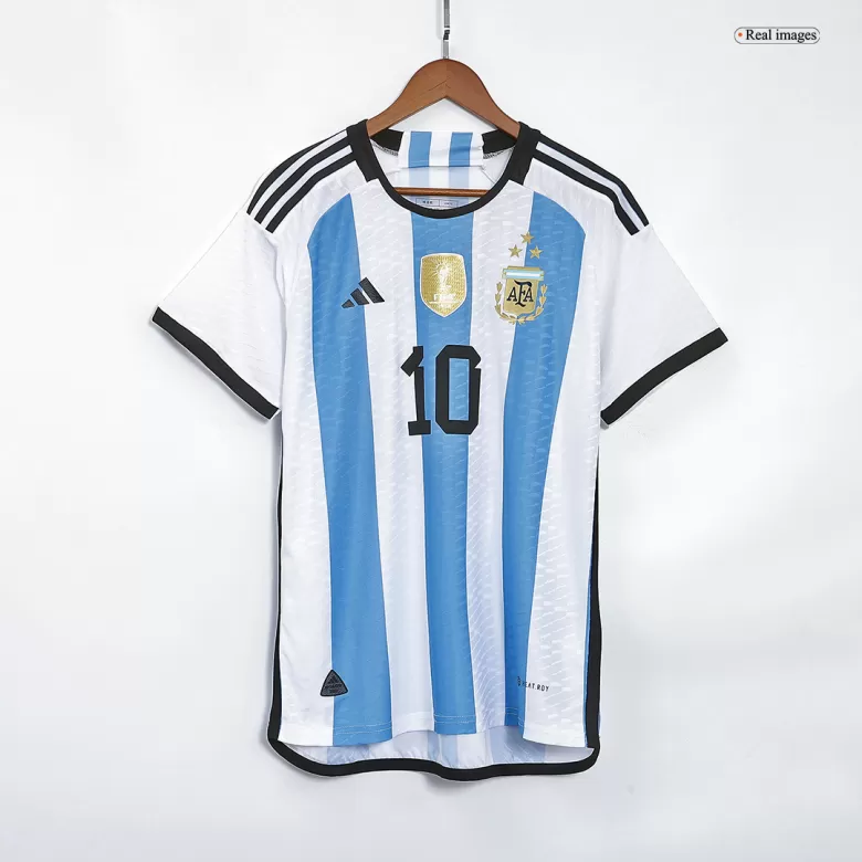 Men's Argentina MESSI #10 Home World Cup Champion Edition Player Version Soccer Jersey 2022 - worldjerseyshop