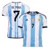 Men's Argentina DE PAUL #7 Home Soccer Short Sleeves Jersey 2022 - worldjerseyshop