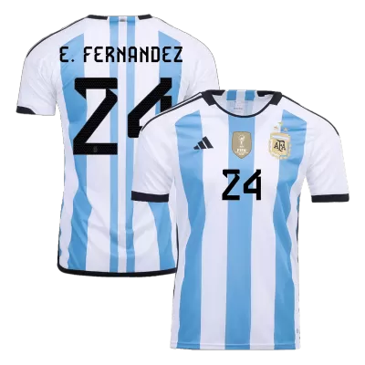 Men's Argentina E. FERNANDEZ #24 Home Soccer Short Sleeves Jersey 2022 - worldjerseyshop