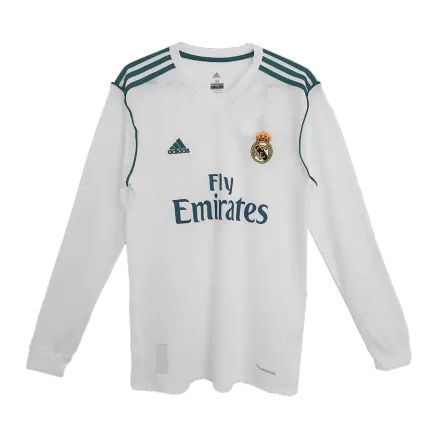 Men's Real Madrid Retro Home Soccer Long Sleeves Jersey 2017/18 - worldjerseyshop