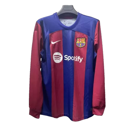 Men's Barcelona Home Soccer Long Sleeves Jersey 2023/24 - worldjerseyshop