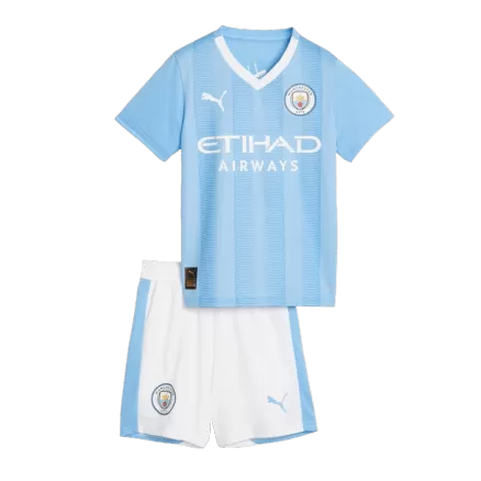 Kids Manchester City Home Soccer Jersey Kits(Jersey+Shorts) 2023/24 - worldjerseyshop