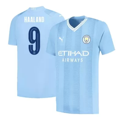 Men's Manchester City HAALAND #9 Home Soccer Short Sleeves Jersey 2023/24 - worldjerseyshop