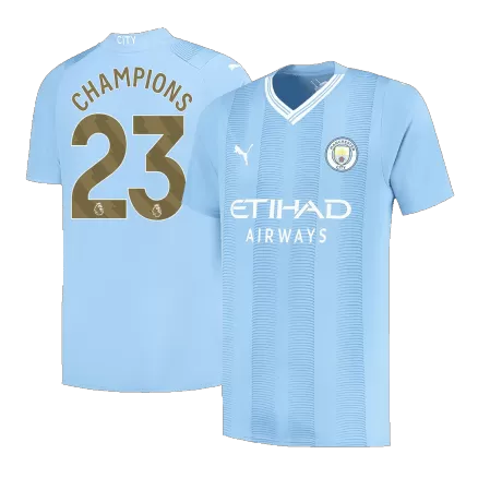 Men's Manchester City CHAMPIONS #23 Home Champions Soccer Short Sleeves Jersey 2023/24 - worldjerseyshop
