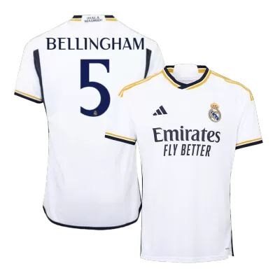 Men's Real Madrid BELLINGHAM #5 Home Soccer Short Sleeves Jersey 2023/24 - worldjerseyshop