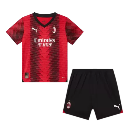Kids AC Milan Home Soccer Jersey Kits(Jersey+Shorts) 2023/24 - worldjerseyshop