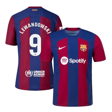 Men's Barcelona LEWANDOWSKI #9 Home Player Version Soccer Jersey 2023/24 - worldjerseyshop
