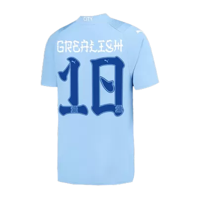 Men's Manchester City GREALISH #10 Home Soccer Short Sleeves Jersey 2023/24 - Japanese Tour Printing - worldjerseyshop