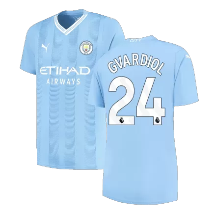 Men's Manchester City GVARDIOL #24 Home Soccer Short Sleeves Jersey 2023/24 - worldjerseyshop