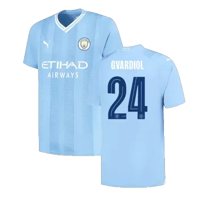 Men's Manchester City GVARDIOL #24 Home Soccer Short Sleeves Jersey 2023/24 - worldjerseyshop