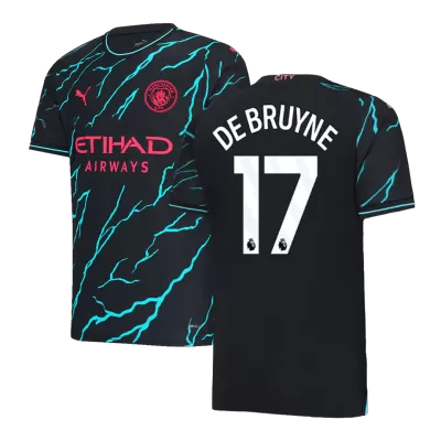 Men's Manchester City DE BRUYNE #17 Third Away Soccer Short Sleeves Jersey 2023/24 - worldjerseyshop