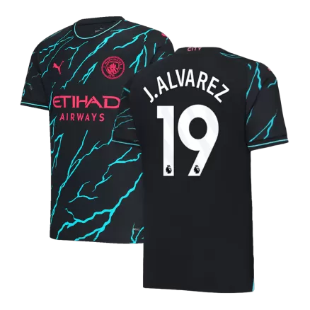 Men's Manchester City J.ALVAREZ #19 Third Away Soccer Short Sleeves Jersey 2023/24 - worldjerseyshop