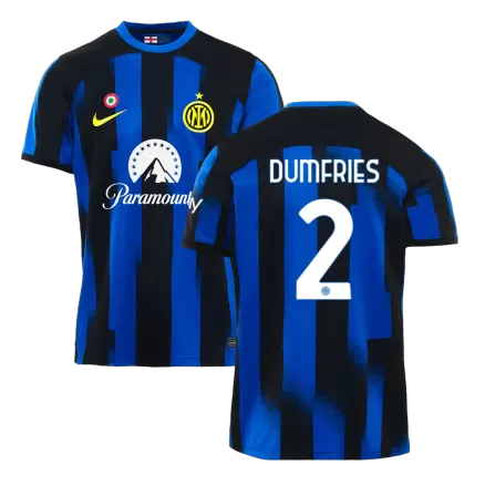 Men's Inter Milan DUMFRIES #2 Home Soccer Short Sleeves Jersey 2023/24 - worldjerseyshop