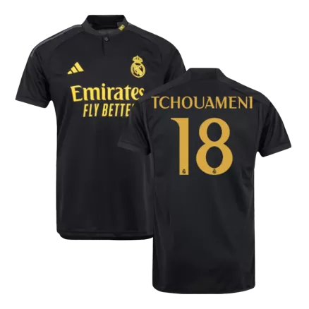 Men's Real Madrid TCHOUAMENI #18 Third Away Soccer Short Sleeves Jersey 2023/24 - worldjerseyshop