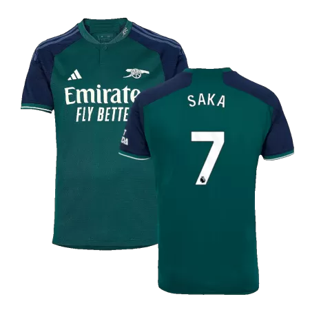 Men's Arsenal SAKA #7 Third Away Soccer Short Sleeves Jersey 2023/24 - worldjerseyshop