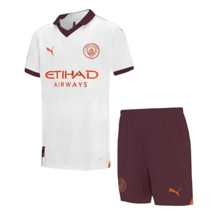 Kids Manchester City Away Soccer Jersey Kits(Jersey+Shorts) 2023/24 - worldjerseyshop