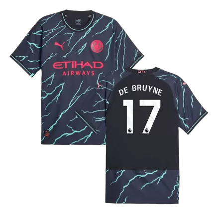 Men's Manchester City DE BRUYNE #17 Third Away Player Version Soccer Jersey 2023/24 - worldjerseyshop