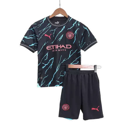 Kids Manchester City Third Away Soccer Jersey Kits(Jersey+Shorts) 2023/24 - worldjerseyshop