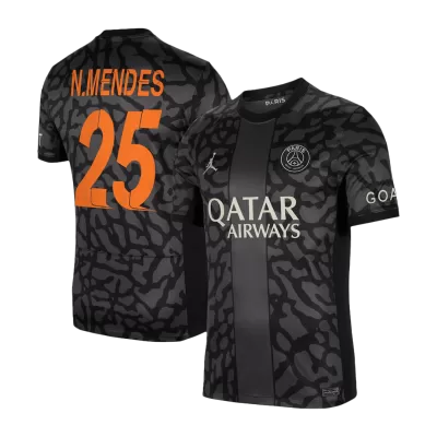 Men's PSG N.MENDES #25 Third Away Soccer Short Sleeves Jersey 2023/24  - UCL - worldjerseyshop