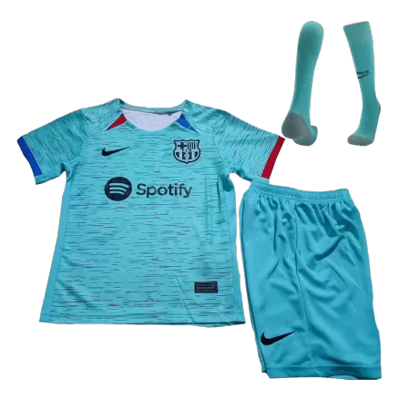 Kids Barcelona Whole Kits Third Away Soccer Kit (Jersey+Shorts+Sock） 2023/24 - worldjerseyshop