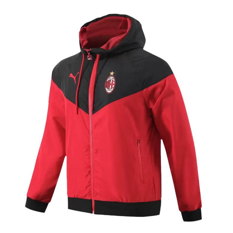 Men's AC Milan Windbreaker Hoodie Jacket 2023/24 - worldjerseyshop