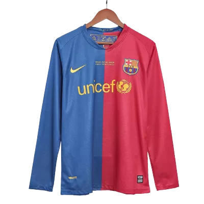 Men's Barcelona Retro Home Soccer Long Sleeves Jersey 2008/09 - UCL - worldjerseyshop