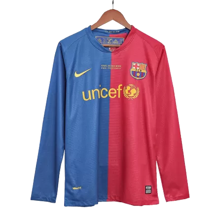 Men's Barcelona Retro Home Soccer Long Sleeves Jersey 2008/09 - worldjerseyshop