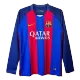 Men's Barcelona Retro Home Soccer Long Sleeves Jersey 2016/17 - worldjerseyshop