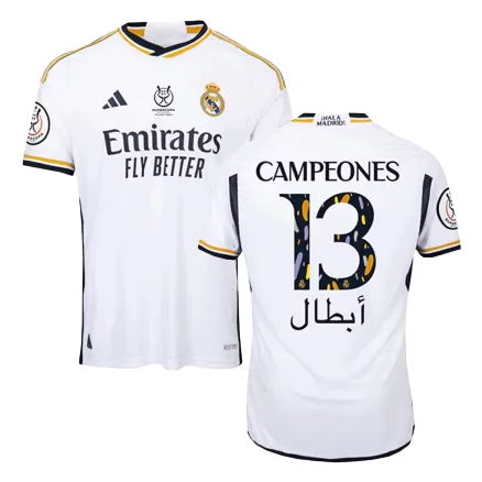 Men's Real Madrid CAMPEONES #13 Home Player Version Soccer Jersey 2023/24 - worldjerseyshop