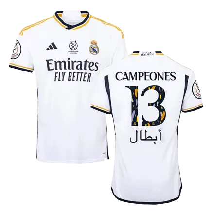 Men's Real Madrid CAMPEONES #13 Home Soccer Short Sleeves Jersey 2023/24 - worldjerseyshop