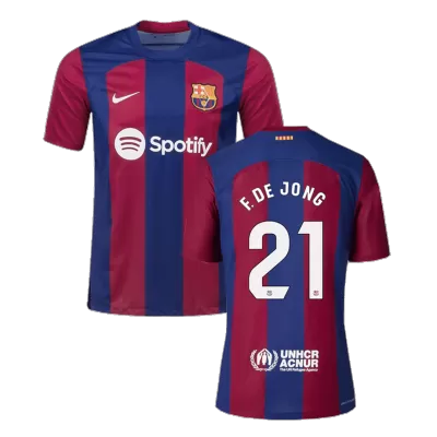 Men's Barcelona F. DE JONG #21 Home Soccer Short Sleeves Jersey 2023/24 - worldjerseyshop