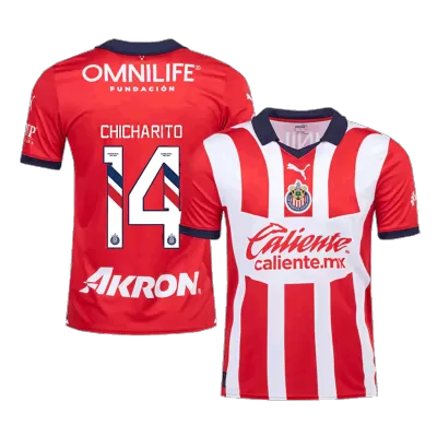 Men's Chivas CHICHARITO #14 Home Soccer Short Sleeves Jersey 2023/24 - worldjerseyshop