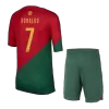 Kids Portugal RONALDO #7 Home Soccer Jersey Kits(Jersey+Shorts) 2022/23 - worldjerseyshop