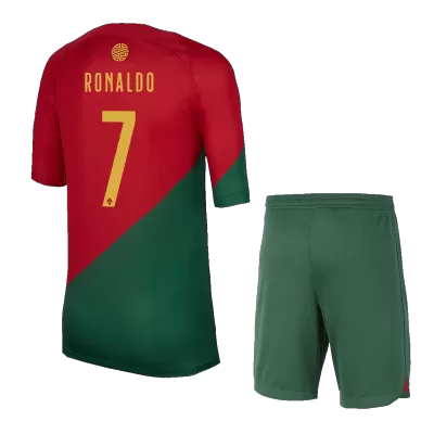 Kids Portugal RONALDO #7 Home Soccer Jersey Kits(Jersey+Shorts) 2022/23 - worldjerseyshop