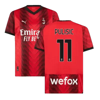 Men's AC Milan PULISIC #11 Home Soccer Short Sleeves Jersey 2023/24 - worldjerseyshop