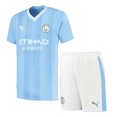 Men's Manchester City Home Soccer Kit(Jersey+Shorts) 2023/24 - worldjerseyshop