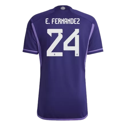 Men's Argentina E. FERNANDEZ #24 Away World Cup Soccer Short Sleeves Jersey 2022 - worldjerseyshop
