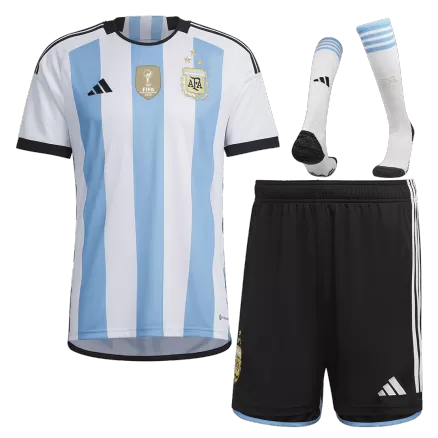 Kids Argentina Whole Kits Home Soccer Kit (Jersey+Shorts+Sock） 2022 - worldjerseyshop
