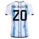 Men's Argentina MAC ALLISTER #20 Home Soccer Short Sleeves Jersey 2022 - worldjerseyshop