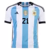 Men's Argentina DYBALA #21 Home Soccer Short Sleeves Jersey 2022 - worldjerseyshop