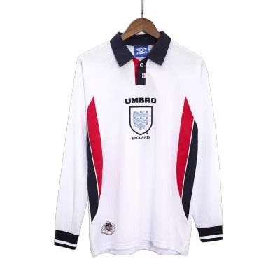 Men's England Retro Home World Cup Soccer Long Sleeves Jersey 1998 - worldjerseyshop