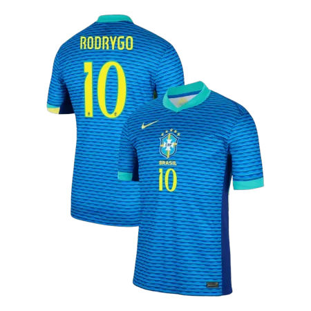 Men's Brazil RODRYGO #10 Away Soccer Short Sleeves Jersey 2024 - worldjerseyshop