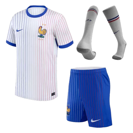 Men's France Away Soccer Whole Kits(Jerseys+Shorts+Socks) 2024 - worldjerseyshop